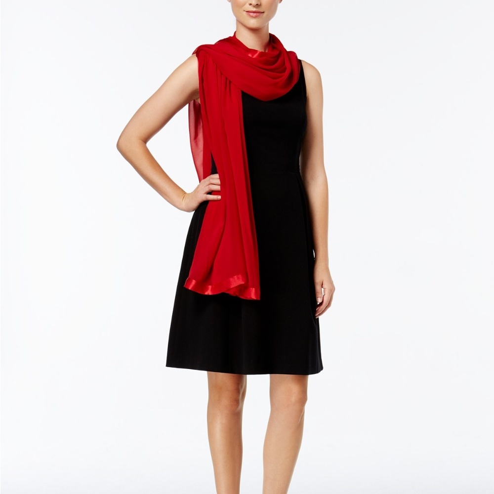 Calvin Klein Satin Trim Chiffon Party Evening Wrap - Picture 2 of 4
